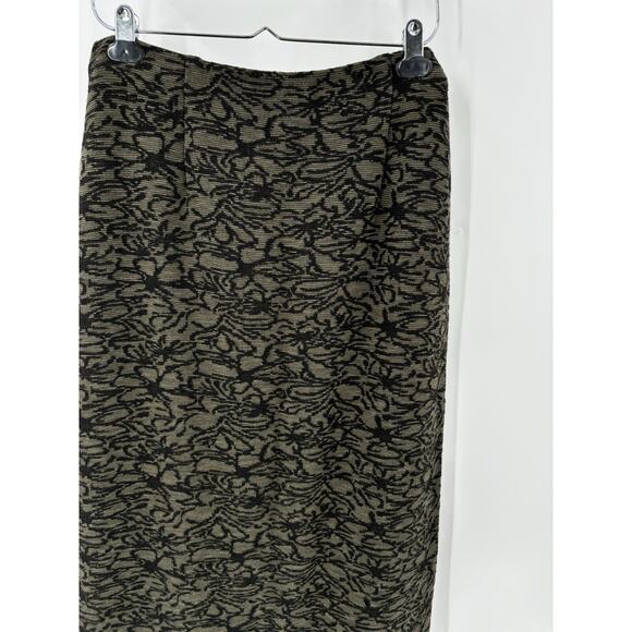 NWT Cut Loose Skirt Womens XL Green Black Vintage Midi Stretch Knit Straight - Picture 2 of 15